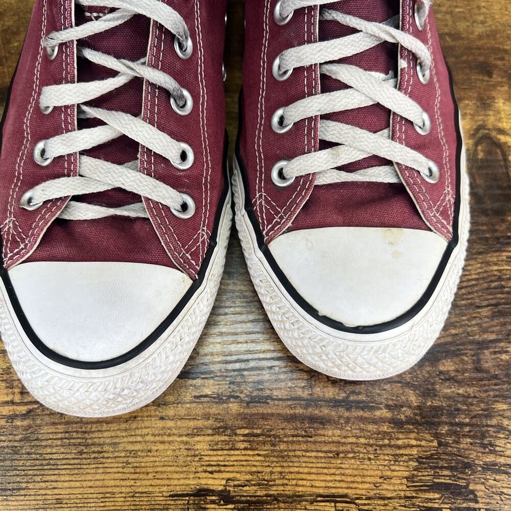 Vintage Converse All Star High Top Sneakers Maroon Burgundy M11 W13 - Picture 10 of 16